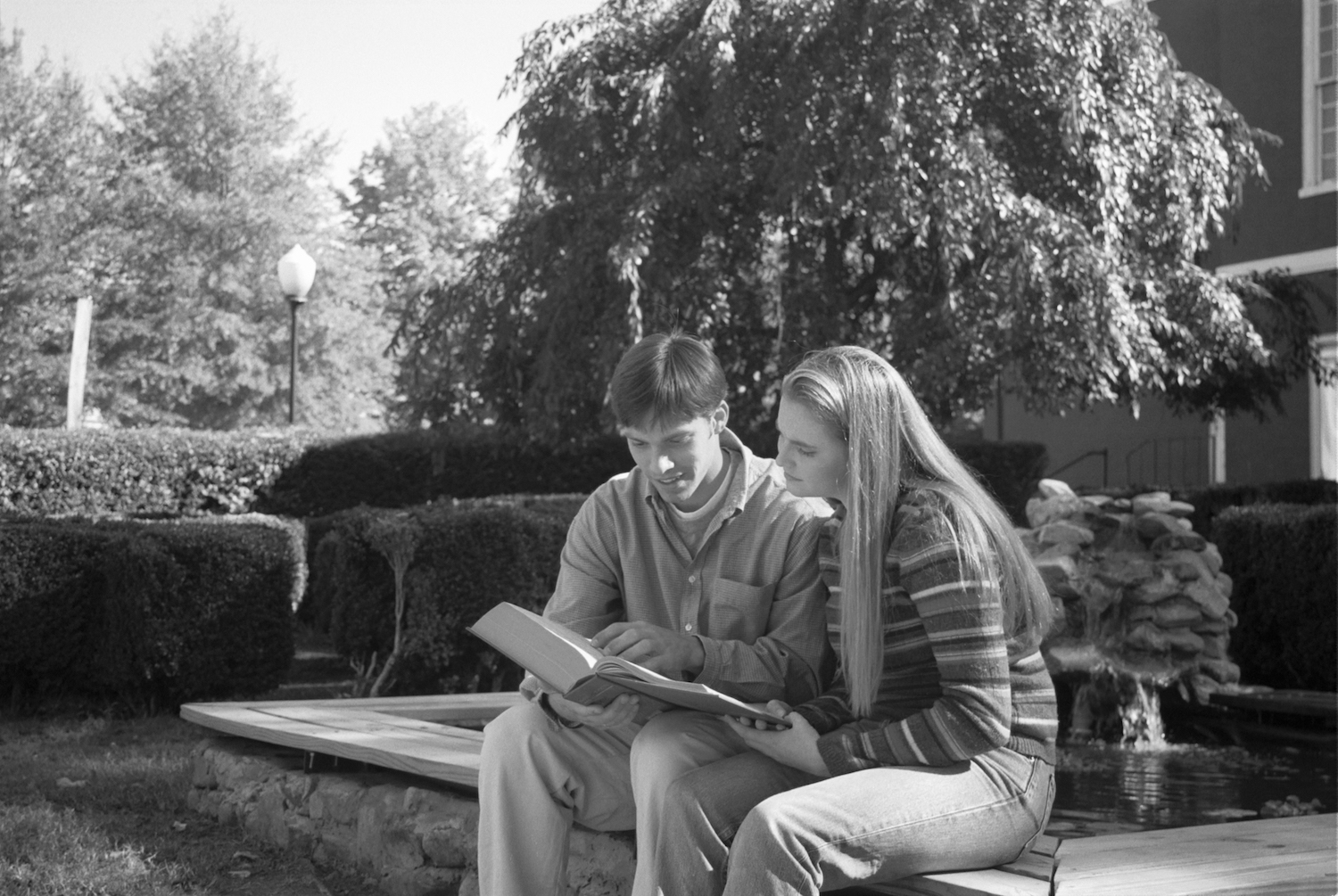 Two students studying together in 2003