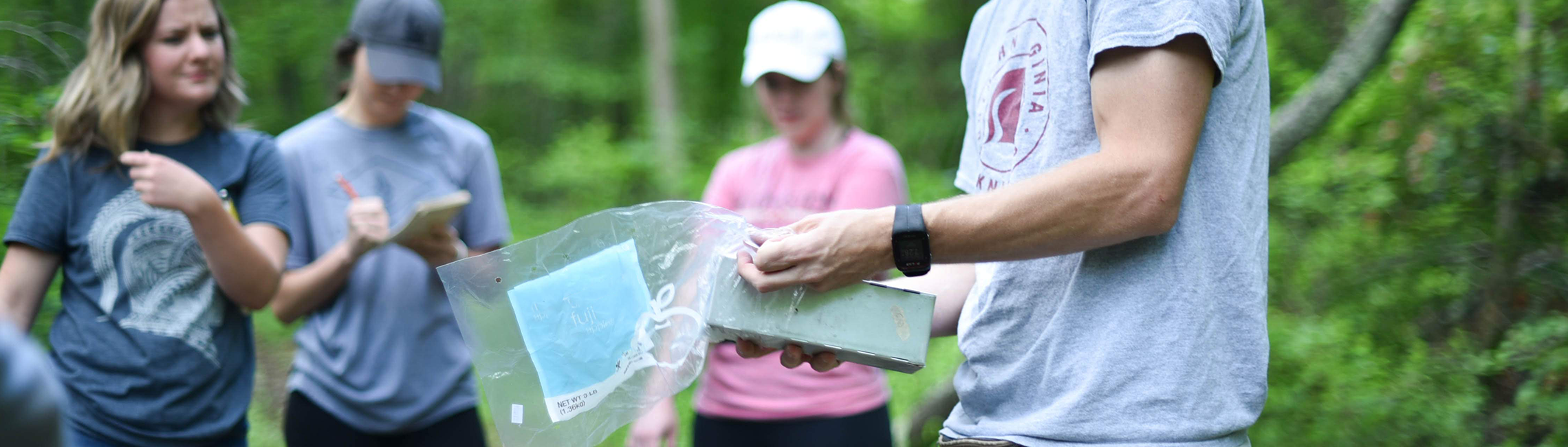 Professor collecting plant specimens