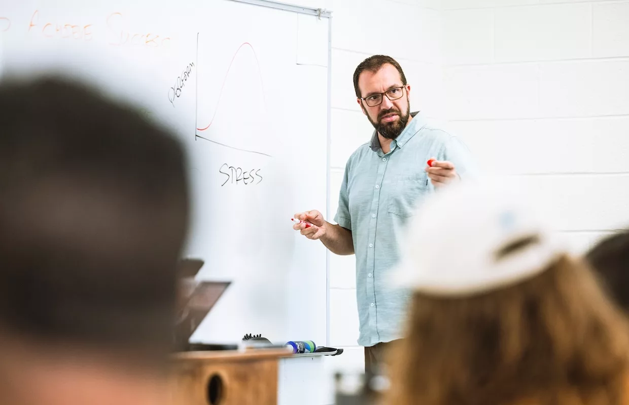 Professor Whitehead teaching a Psychology class.