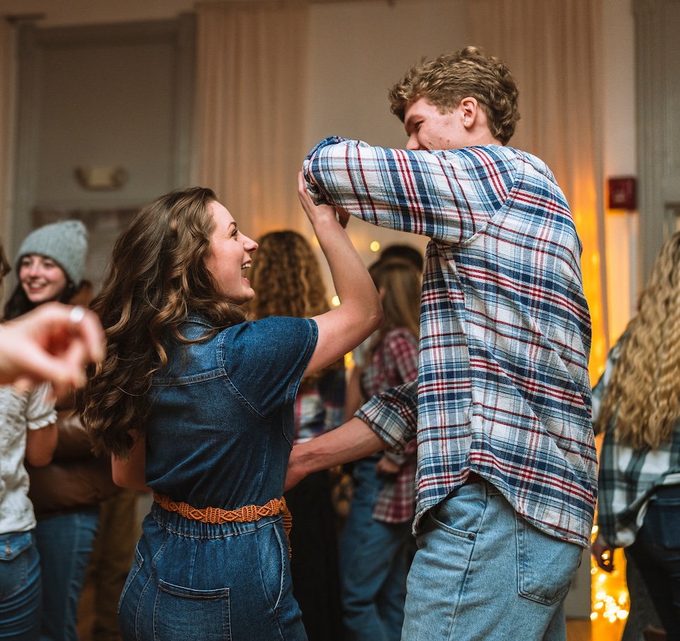 Students country dancing