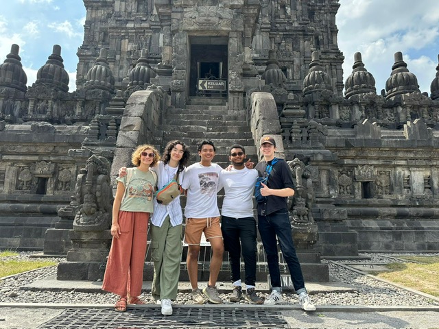 Student Emmaline Merrill posing with fellow interns in Indonesia.